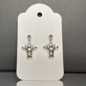 Handmade Cow 10mm Stud Earrings with Backs